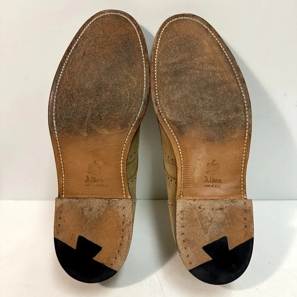 EUC Alden x J. Crew Alden 20984 Camel Suede Short Wing Tip Blucher USA 10.5 D